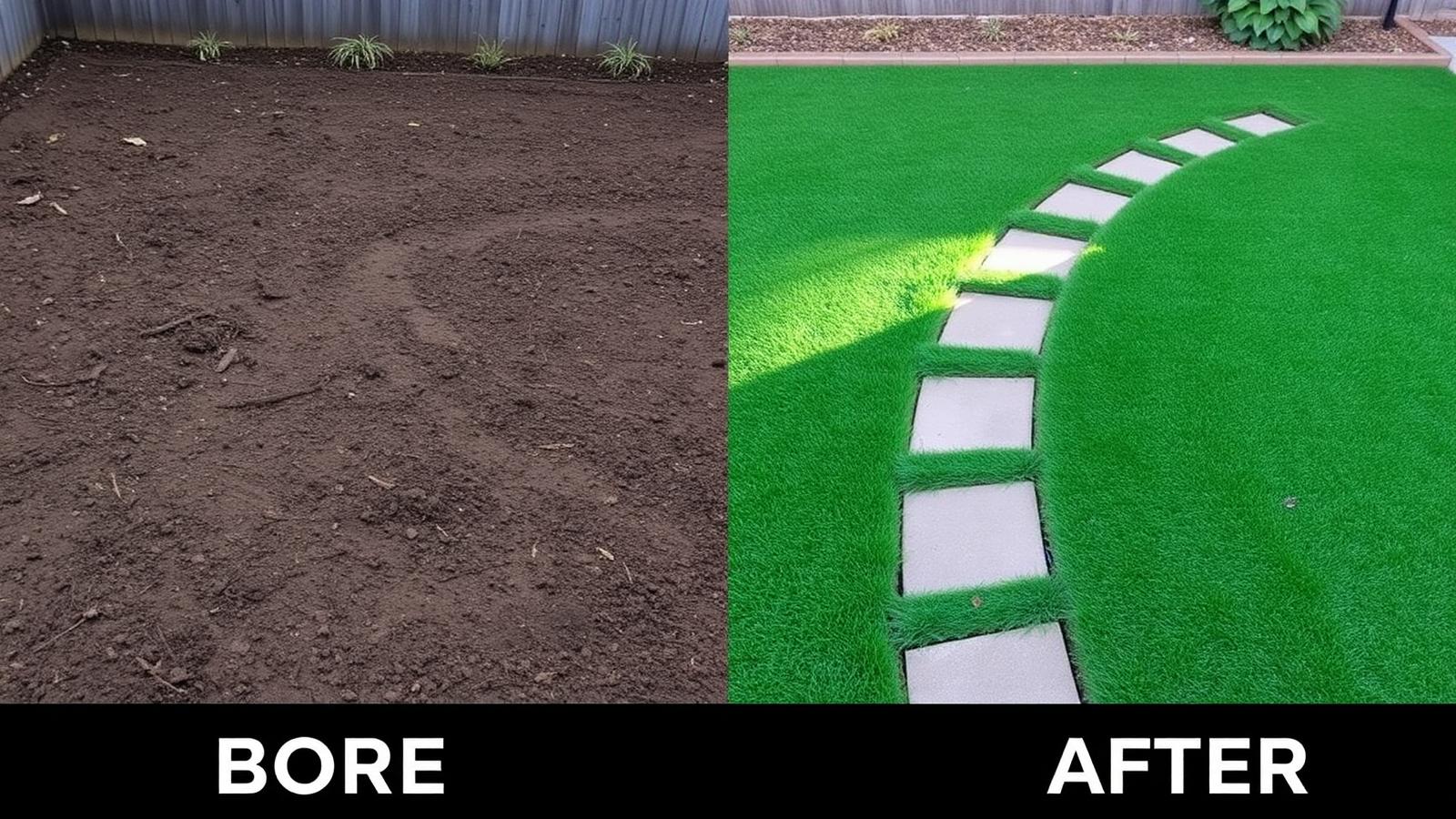 Before and after turf installation